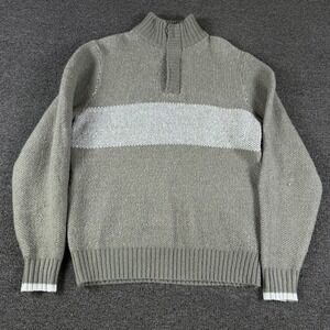 Bob Timberlake Sweater Mens S Wool blend Green Mock Neck Button EUC